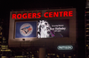 A tribute on a billboard outside of the Rogers Centre in Toronto to former Blue Jays star pitcher Roy Halladay, who was killed in a plane crash on Nov. 7.