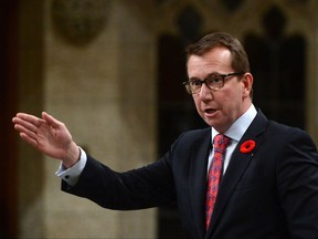 Scott Brison, President of the Treasury Board stands during question period in the House of Commons on Parliament Hill in Ottawa on Thursday, Nov. 2, 2017. THE CANADIAN PRESS/Sean Kilpatrick