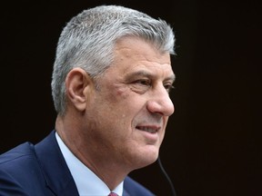 Kosovo President Hashim Thaci appears at a Commons foreign affairs committee to provide a briefing in Ottawa on Tuesday, Nov. 21, 2017. THE CANADIAN PRESS/Sean Kilpatrick