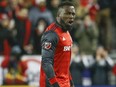 Toronto FC striker Jozy Altidore celebrates his game-winning goal against Columbus Crew SC on Nov. 29.