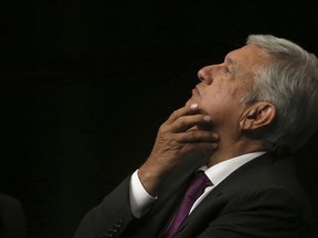 In this Monday, Nov. 20, 2017 photo, presidential hopeful Andres Manuel Lopez Obrador arrives at the National Auditorium in Mexico City.