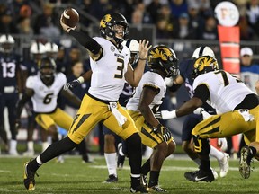 FILE - In this Oct. 28, 2017 file photo, Missouri quarterback Drew Lock (3) throws against Connecticut during an NCAA college football game in East Hartford, Conn. Tennessee has allowed just 150 yards passing per game to rank fourth nationally, but the Volunteers aren't sure exactly how strong their pass defense is because teams don't throw against them very often. The Vols should learn whether their pass defense is as good as its ranking Saturday when they face Lock, whose 31 touchdown passes lead the nation. (AP Photo/Jessica Hill, File)