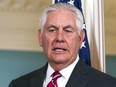 Secretary of State Rex Tillerson answers a reporters question about North Korea at the State Department in Washington, Thursday, Nov. 30, 2017.