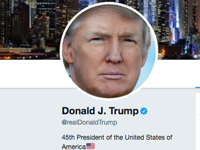 Screen grab of a portion of Donald Trump's Twitter page.