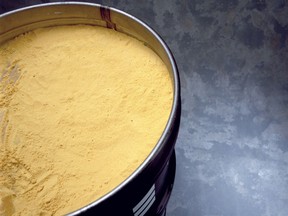 Concentrated uranium, known as yellowcake, is packaged into special drums at one of Cameco Corp.'s uranium mines in Saskatchewan