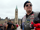 Veterans and their supporters protest on Parliament Hill against their treatment by Stephen Harper’s government in June 2014. The Trudeau government is hoping to avoid more scenes like this.