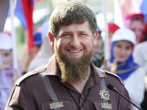 Chechnya's regional leader Ramzan Kadyrov smiles while visiting the Chechen State University in Chechnya's provincial capital Grozny, Russia.