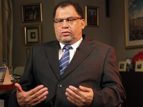File - In this Feb. 16, 2010 file photo, Danny Jordaan speaks with the Associated Press in Johannesburg. The head organizer of the 2010 World Cup on Wednesday, Nov. 1, 2017 denied raping a singer and former South African ruling party lawmaker 24 years ago. Danny Jordaan, the president of the South African Football Association and a Confederation of African Football executive committee member, released a statement through his lawyer to deny the allegations made by Jennifer Ferguson, who said in a series of online posts that she was raped by Jordaan at a hotel in South Africa in 1993. (AP Photo/Denis Farrell, File)