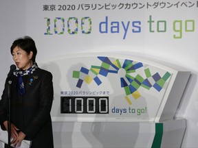 Tokyo Gov. Yuriko Koike speaks during a Tokyo 2020 Paralympics countdown event in Tokyo, Wednesday, Nov. 29, 2017. (AP Photo/Shizuo Kambayashi)