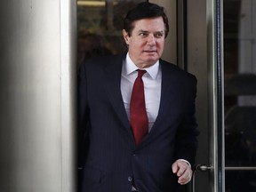 Paul Manafort, U.S. President Donald Trump's former campaign chairman, leaves the federal courthouse, Monday, Nov. 6, 2017, in Washington.