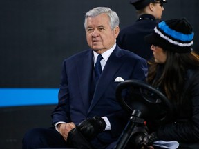 In this Jan. 24, 2016 file photo, Carolina Panthers owner Jerry Richardson is shown at the NFC Championship Game in Charlotte.