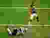 Atlanta Falcons DB Robert Alford sprints past New England Patriots QB Tom Brady for a touchdown in the Super Bowl on Feb. 5.