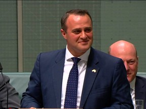 Australian lawmaker Tim Wilson proposed to his partner Ryan Bolger in parliament in Canberra on Dec. 4, 2017.