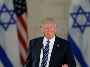 U.S. President Donald Trump speaks during a visit to the Israel Museum in Jerusalem on May 23, 2017.