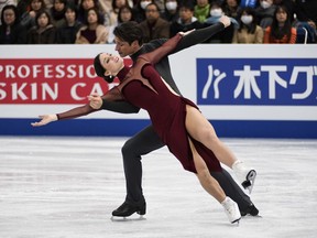 Canada's Tessa Virtue and Scott Moir compete during the ice dance free dance at the Grand Prix of Figure Skating final in Nagoya on Dec. 9, 2017.
