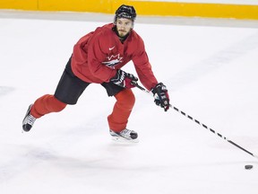 Canadian national junior team prospect Victor Mete, on loan from the Montreal Canadiens, takes part in a drill on the first day of selection camp for the 2018 World Junior Hockey Championship in St.Catharines, Ont., Tuesday, December 12, 2017.