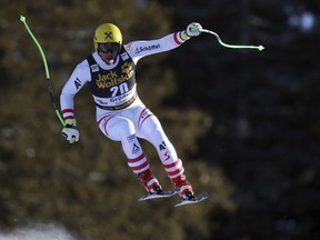 Austria's Max Franz competes during an alpine ski, men's World Cup downhill, in Val Gardena, Italy, Saturday, Dec. 16, 2017.