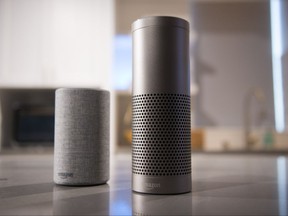 The Amazon Echo, left, and Echo Plus