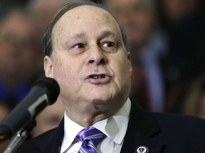 FILE - In this March 14, 2016 file photo, Massachusetts Senate President Stanley Rosenberg speaks during a signing ceremony for legislation aimed at reversing a deadly opioid addiction crisis at the Statehouse in Boston. Rosenberg on Monday, Dec. 4, 2017, agreed to relinquish his responsibilities as Senate leader during an investigation into sexual misconduct allegations involving his husband