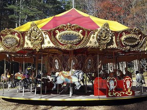 This Oct. 22, 2017 photo provided by David Haversat shows a carosel at the Santa's Land holiday-themed park in Putney, Vt. Haversat, of Oxford, Conn., who visited the park as a child, bought and refurbished the park that had closed in recent years. He reopened it in November for weekend visitors through Christmas Eve.