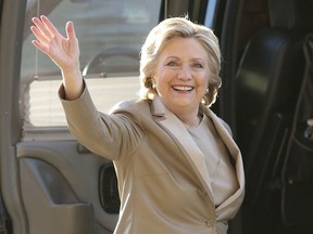FILE - In this Nov. 8, 2016 file photo, Democratic presidential candidate Hillary Clinton waves as she arrives to vote at her polling place in Chappaqua, N.Y. Vanity Fair is trying to defuse criticism of a video mocking Clinton and her presidential aspirations. In a statement Wednesday, Dec. 27, 2017, the magazine said the online video was an attempt at humor that regrettably "missed the mark."