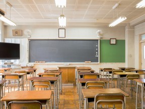 An empty classroom.