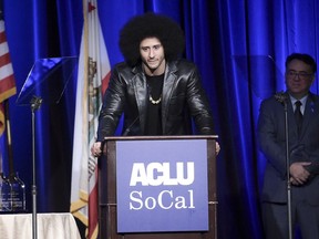 Colin Kaepernick attends the 2017 ACLU SoCal's Bill of Rights Dinner at the Beverly Wilshire Hotel on Sunday, Dec. 3, 2017, in Beverly Hills, Calif.