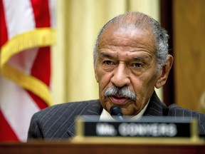 FILE - In this May 24, 2016, file photo, Rep. John Conyers, D-Mich., ranking member on the House Judiciary Committee, speaks on Capitol Hill in Washington during a hearing. Michigan state Sen. Ian Conyers, a grandson of Conyers' brother, told The New York Times for a story Tuesday, Dec. 5, 2017, that Conyers, who is battling sexual harassment allegations from former female staffers, won't seek re-election to a 28th term in Congress.