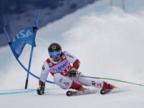 Austria's Marcel Hirscher makes a turn during a men's World Cup giant slalom ski race Sunday, Dec. 3, 2017, in Beaver Creek, Colo.