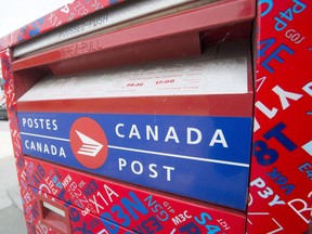A Canada Post mailbox is shown in Montreal, Friday, July 8, 2016. A Wynyard, Sask., woman is raising concerns about the path her mail takes to get to her door.