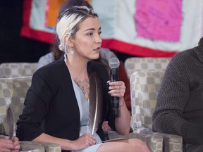 Delilah Saunders at the National Inquiry into Missing and Murdered Indigenous Women and Girls, in Membertou, N.S., on Oct. 30, 2017.