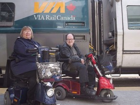 Martin Anderson and Marie Murphy are pictured in front of a Via Rail train at Toronto's Union Station on Saturday May 13, 2017.
