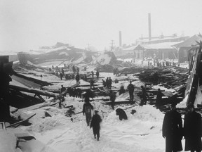 The aftermath of the 1917 Halifax ship explosion is shown in a file photo. The massive explosion that devastated Halifax 100 years ago tested all who survived, including a handful of reporters who were the first to get news of the unfolding disaster to the world. THE CANADIAN PRESS/National Archives of Canada