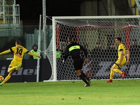 Udinese's Jakub Jankto scores a goal during the Italian Serie A soccer match between Crotone and Udinese at the Ezio Scida stadium in Crotone, Italy, Monday, Dec. 4 2017.