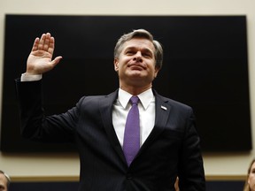 FBI Director Christopher Wray is sworn in during a House Judiciary hearing on Capitol Hill in Washington, Thursday, Dec. 7, 2017.