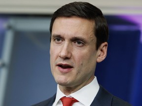 White House Homeland Security Adviser Tom Bossert speaks during a briefing blaming North Korea for a ransomware attack that infected hundreds of thousands of computers worldwide in May and crippled parts of Britain's National Health Service, at the White House, Tuesday, Dec. 19, 2017, in Washington.