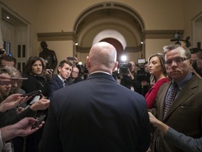 House Ways and Means Committee Chairman Kevin Brady, R-Texas, talks to reporters at the Capitol after Republicans signed the conference committee report to advance the GOP tax bill, in Washington, Friday, Dec. 15, 2017.