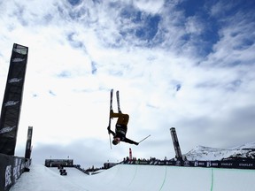 Canadian freestyle skier Cassie Sharpe competes in superpipe at the Dew Tour in Breckenridge, Colorado, on Dec. 13.