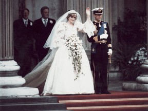 Princess of Wales Diana and Prince Charles as they left St. Paul's Cathedral on July 29th,1981 just after their wedding.