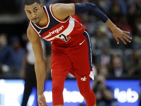 Washington Wizards' Otto Porter Jr., gestures after hitting a three-point basket in the second quarter of an NBA basketball game against the Atlanta Hawks in Atlanta, Wednesday, Dec. 27, 2017.
