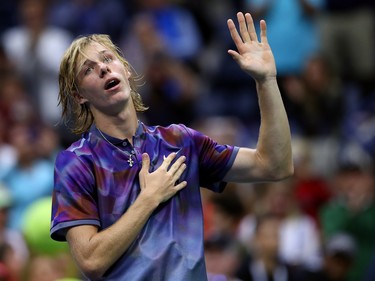 Denis Shapovalov salutes the crowd after losing to Pablo Carreno Busta in the fourth round of the U.S. Open in New York City on Sept. 3.