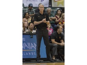 Southern California head coach Andy Enfield looks on as his team plays New Mexico State during the first half of an NCAA college basketball game at the Diamond Head Classic, Monday, Dec. 25, 2017, in Honolulu.