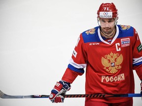 Russian hockey captain Ilya Kovalchuk is seen during a Channel One Cup game against Sweden in Moscow on Dec. 14.