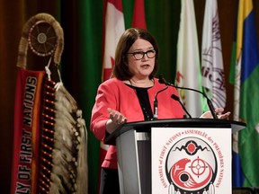 Minister of Indigenous Services Jane Philpott speaks at the Assembly of First Nations Special Chiefs Assembly in Ottawa on Wednesday, Dec. 6, 2017.