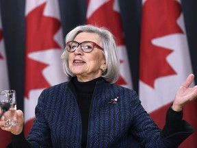 Outgoing Chief Justice of the Supreme Court of Canada Beverley McLachlin speaks during a news conference on her retirement, in Ottawa on Friday, Dec. 15, 2017.