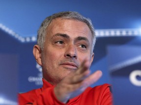 Manchester United manager Jose Mourinho  speaks during the press conference at the team's training complex in Manchester, England  Monday Dec. 4, 2017. United will play CSKA Moscow in a Champions League soccer match in Manchester on Tuesday.