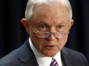 Attorney General Jeff Sessions speaks at a news conference in Baltimore, Tuesday, Dec. 12, 2017, to announce efforts to combat the MS-13 street gang with law enforcement and immigration actions.