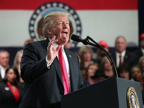 President Donald Trump speaks about tax reform at the St. Charles Convention Center, Wednesday, Nov. 29, 2017, in St. Charles, Mo.