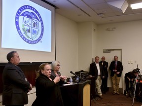 Mecklenburg County Manager Dena Diorio speaks at a news conference at the Government Center about the hacking of Mecklenburg County's servers in Charlotte, N.C., Wednesday, Dec. 6, 2017. A $25,000 ransom in bit coin was being sought for the files being held. County officials said late this afternoon they are not paying the ransom.