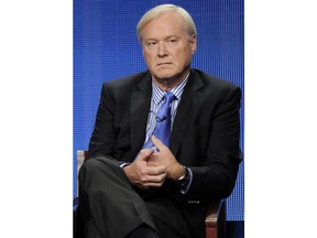 FILE - In this Tuesday, Aug. 2, 2011 file photo, Chris Matthews, host of "Hardball" on MSNBC, is pictured at the NBC Universal summer press tour in Beverly Hills, Calif. A spokesman for MSNBC on Sunday, Dec. 17, 2017 confirmed a report that a staffer at the news channel nearly two decades ago had been paid and left her job after she complained she was sexually harassed by "Hardball" host Chris Matthews.